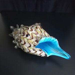 GCA Art Glass Conch Sea Shell Sculpture Heavy Handblown